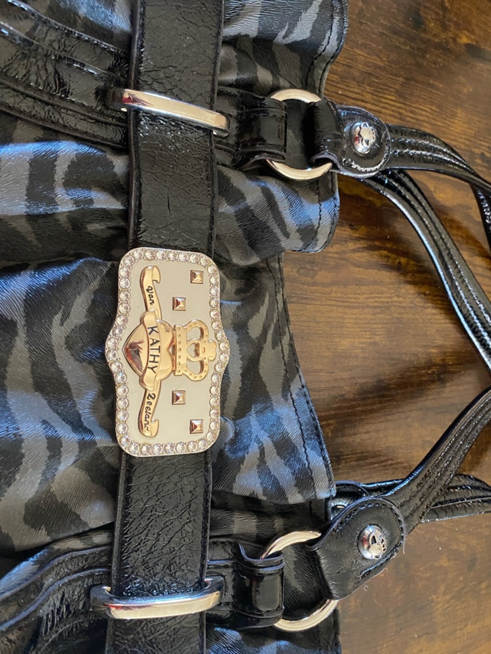 Kathy van Zeeland Black Zebra-Type Print Shoulder Bag - Picture 8 of 16